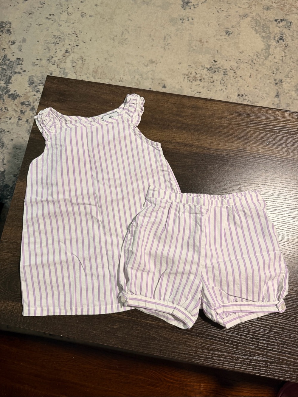 Petite Plume Girls' Sleeveless Stripe Pajama Set - Lavender & White